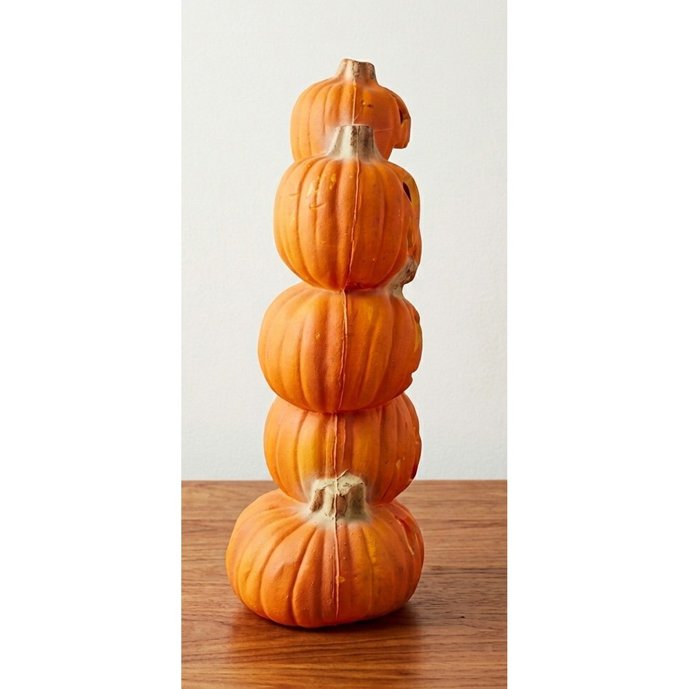 Trendmasters 6 Stacked Pumpkins Lighted Halloween Foam Mold 18", Set of 2, 1993 - Picture 4 of 12